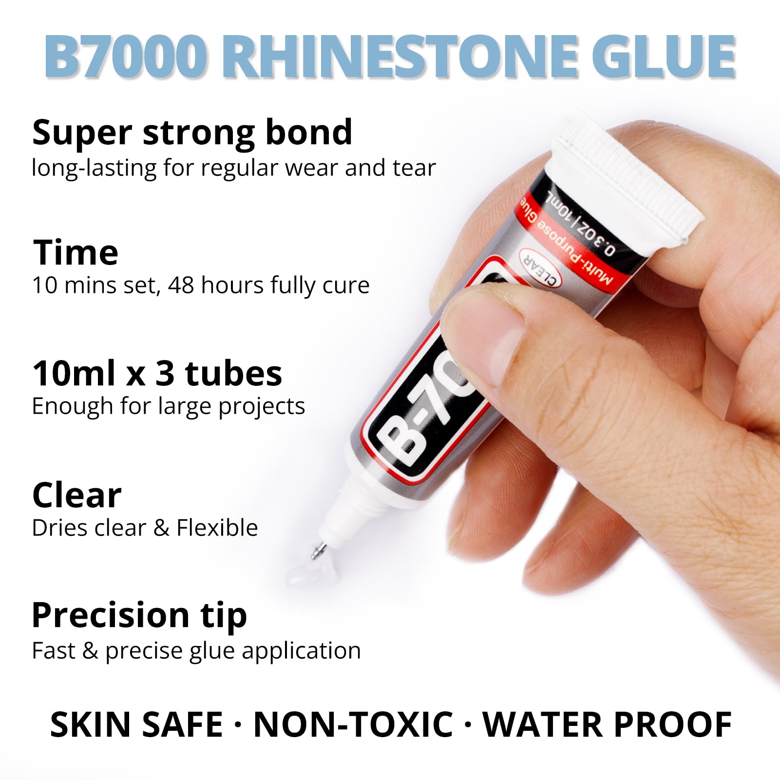 30000Pcs Resin Rhinestones Set for Crafting Bedazzling, Light Blue Flatback Gems Jewels for Crafts Clothes Shoes Fabric Outfit Nails Makeup, Flat Back Crystal 2-6mm with b 7000 Glue