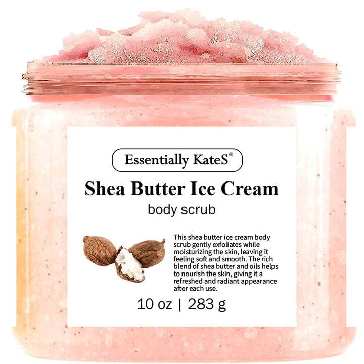 Shea Butter Ice Cream Body & Foot Scrubs 10 Oz - a Soft Serve Texture with a Nice soothing and Moisturizing Effect. Scent is Beautiful - The best stocking stuffer.