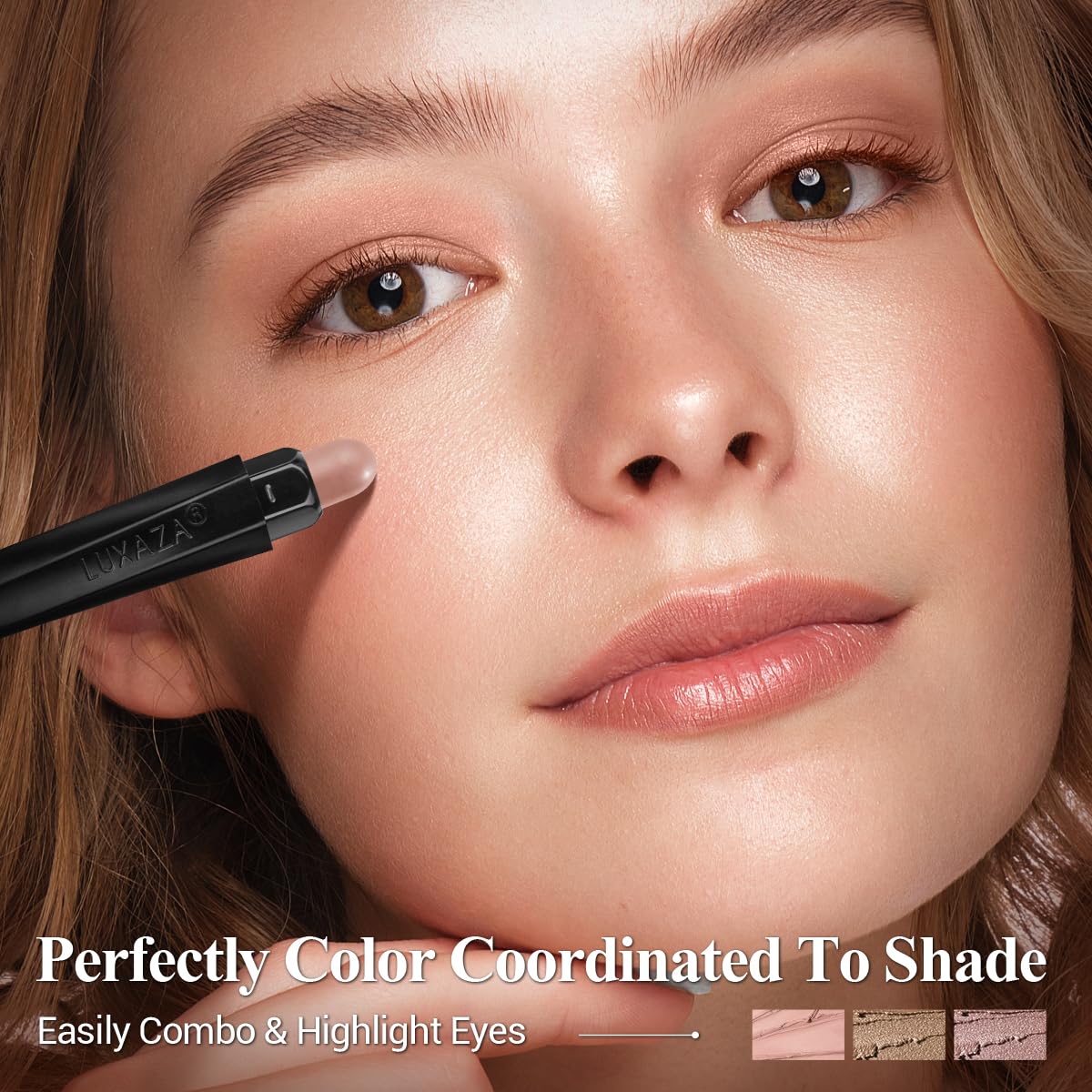 LUXAZA PRO Classic 3PCS Neutral Eyeshadow Stick Makeup Set, Metallic Shimmer Matte Cream Eye Shadow Eyeliner Brightener Pencil Crayon - H1