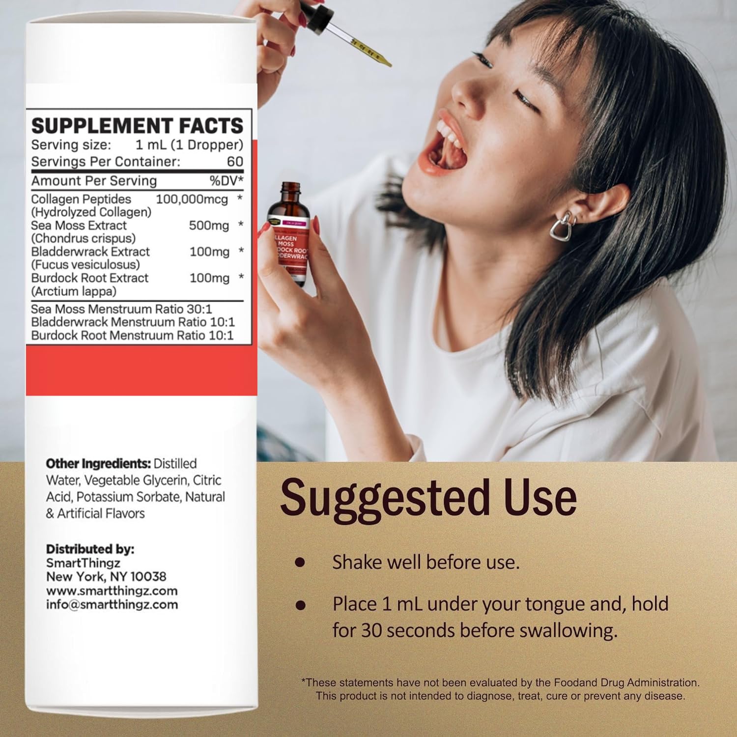 Collagen Mojo - Liquid Collagen for Women & Men, Collagen Peptides with Sea Moss, Burdock Root & Bladderwrack - Hair, Skin, Nails, Joint Support, Weight Management, High Absorption - 100,000mcg, 2 Oz