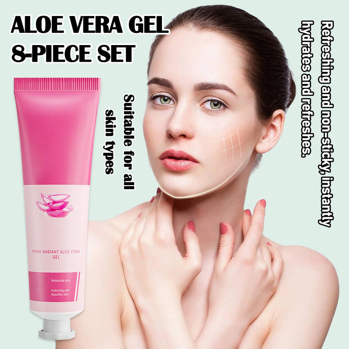 Fusang 8Pcs Organic Aloe Vera Gel for After Sun Skin Care,Natural Moisturizing Aloe Vera Gel for Face & Body,Easy to Portable Face Moisturizer,Travel Size Pure Vera Aloe Gel for all Skin Types I