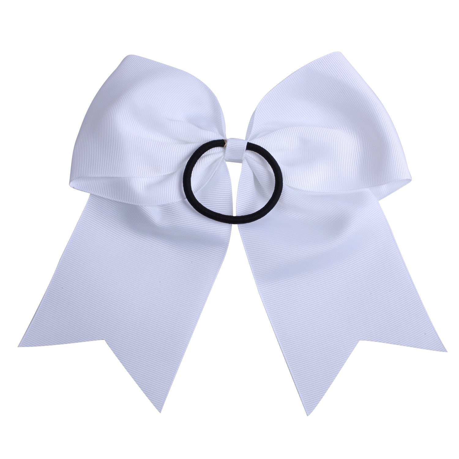 8 Inch Cheerleader Bows Ponytail Holder Cheerleading Bows Hair Tie(White)