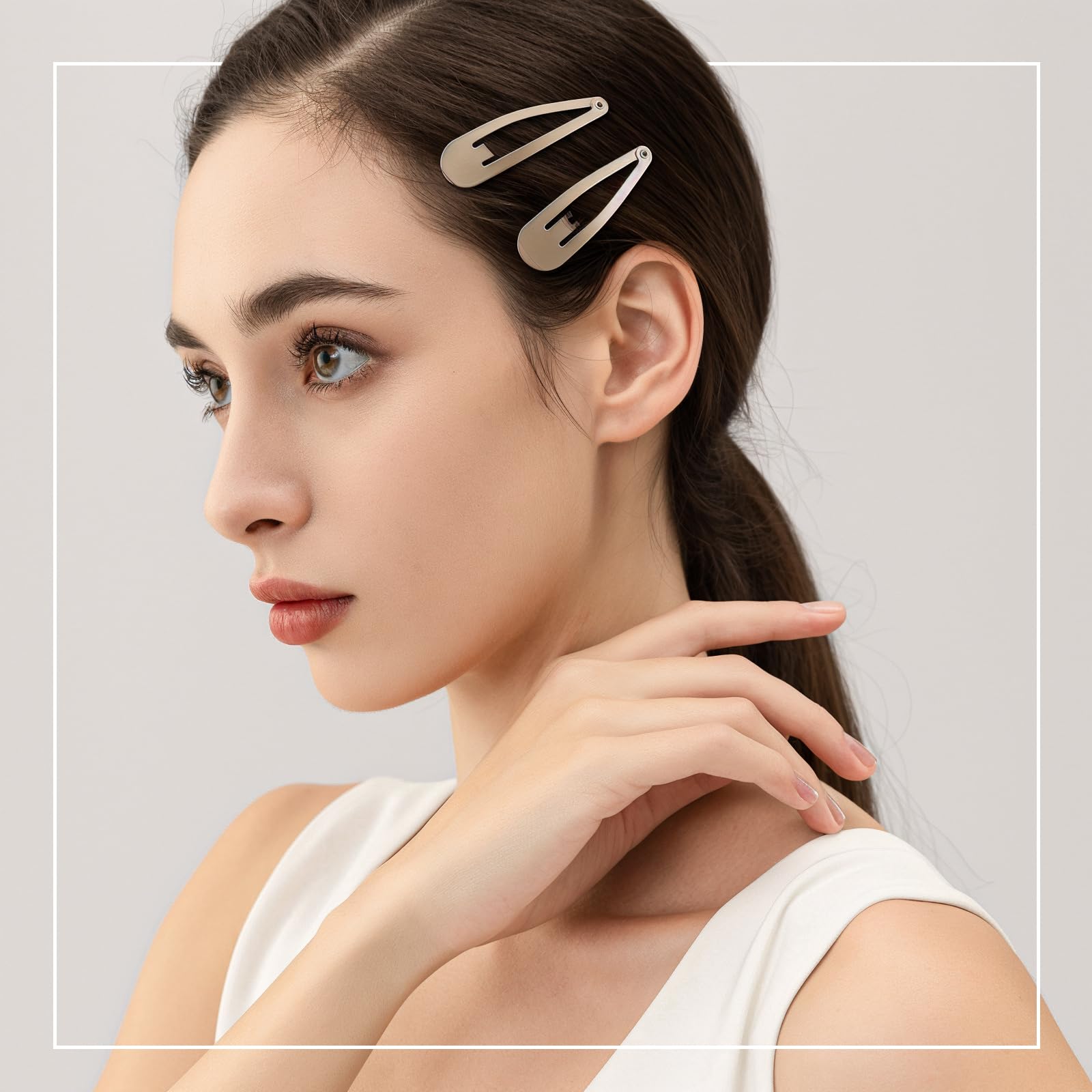 Teenitor 148pcs Snap Hair Clips, 48pcs Hair Barrettes Hair Clips 100pcs Hair Bands, Metal Hair Snap Clips for Women Girls, Barrettes for Women 4 Colors