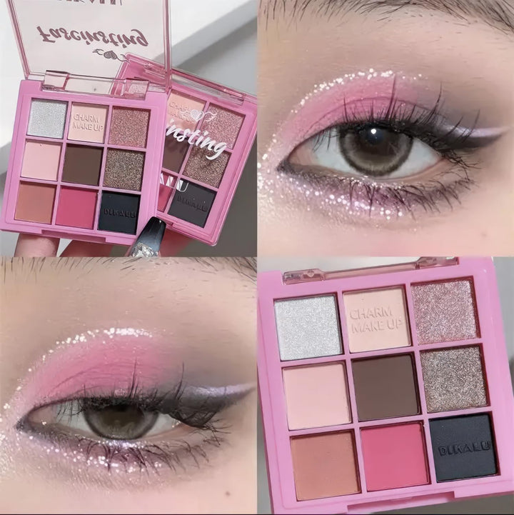 TKDKSFD 9 Color Eye Shadow Palette Shiny Matte Eye Pigment Lasting Eye Makeup Charming Eye Cosmetic Glitter Pearly Eyeshadow Rose Gray