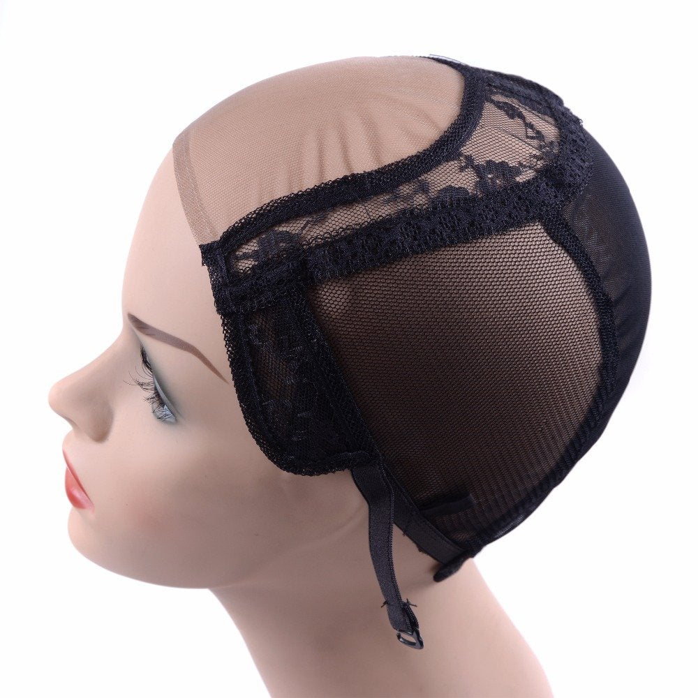 yantaisiyu S, Black: 44 U Part Wig Caps With Lace Net For Making Wigs With Adjustable Straps Mesh Wig Cap(Black S)