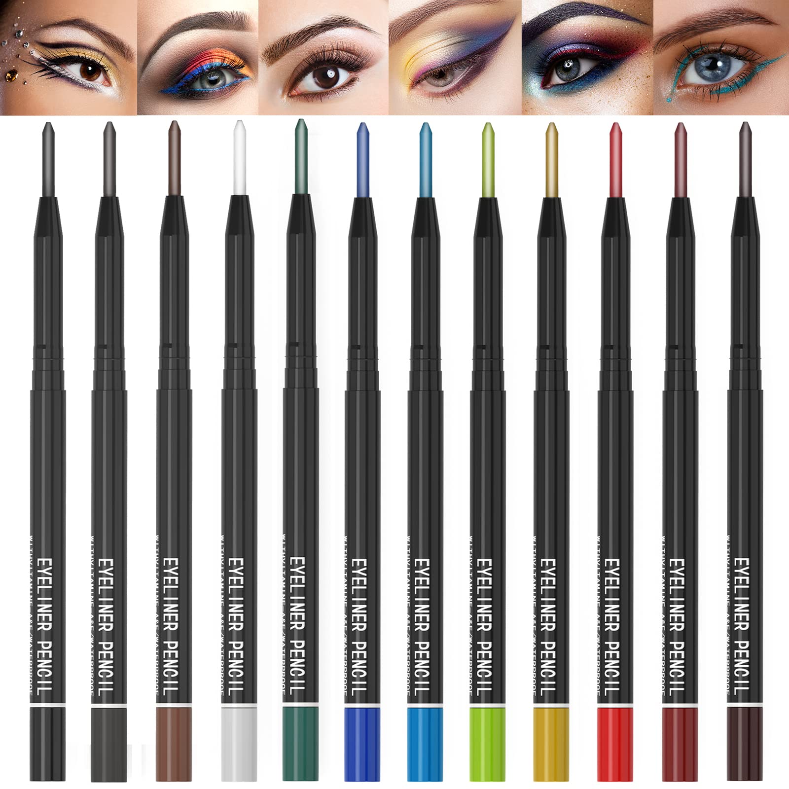 12 Kinds Of Color Eyeliner Pen, Eyebrow Pen,Eye Shadow Pencil , Lip Line Pen, Eyelid Pad, Pencil Makeup Set Tool (12PCS)
