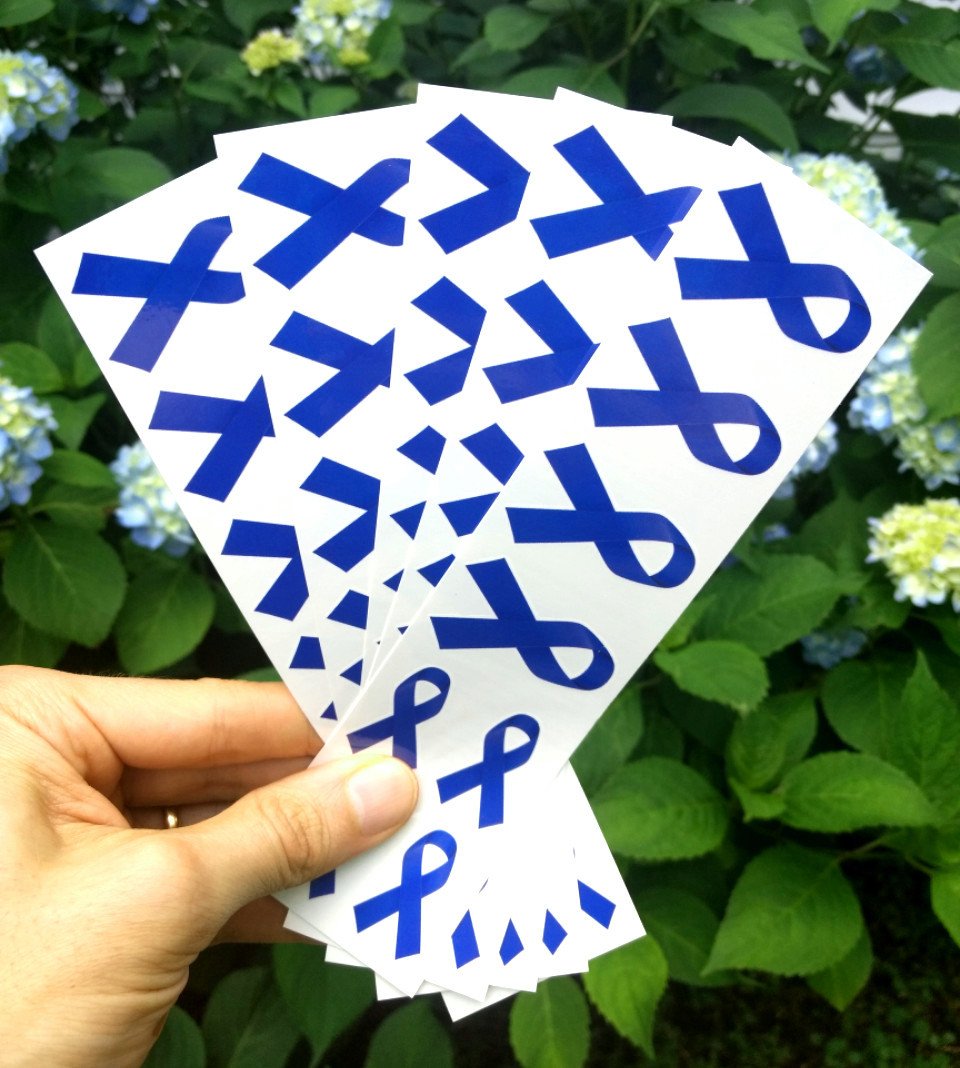 40 Dark Blue Ribbon Temporary Tattoos: Colon Cancer Awareness Tattoo