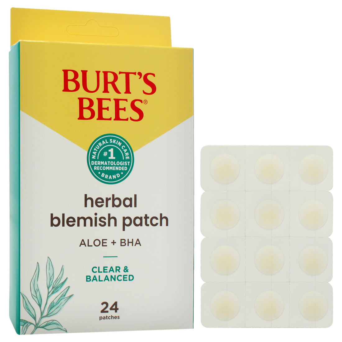 Burts Bees Clear and Balanced Herbal Blemish Patch for Women - 24 Count Patches