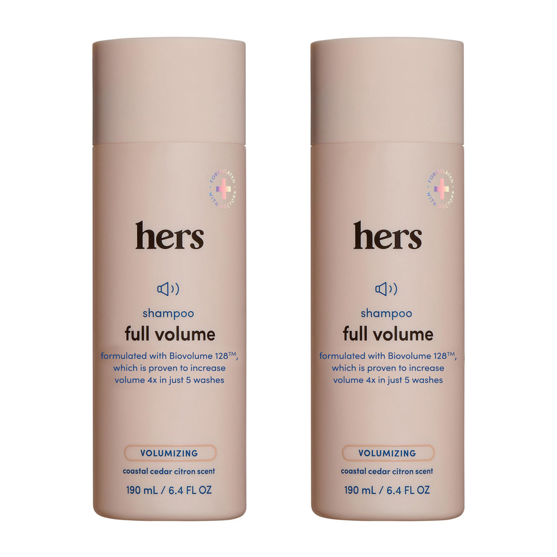 hers Full Volume Shampoo, 2 Pack - Volumizing Shampoo for Women with Biotin - Adds Lightweight Volume, Shine & Bounce - Coastal Cedar Citron - 2 x 6.4 fl oz
