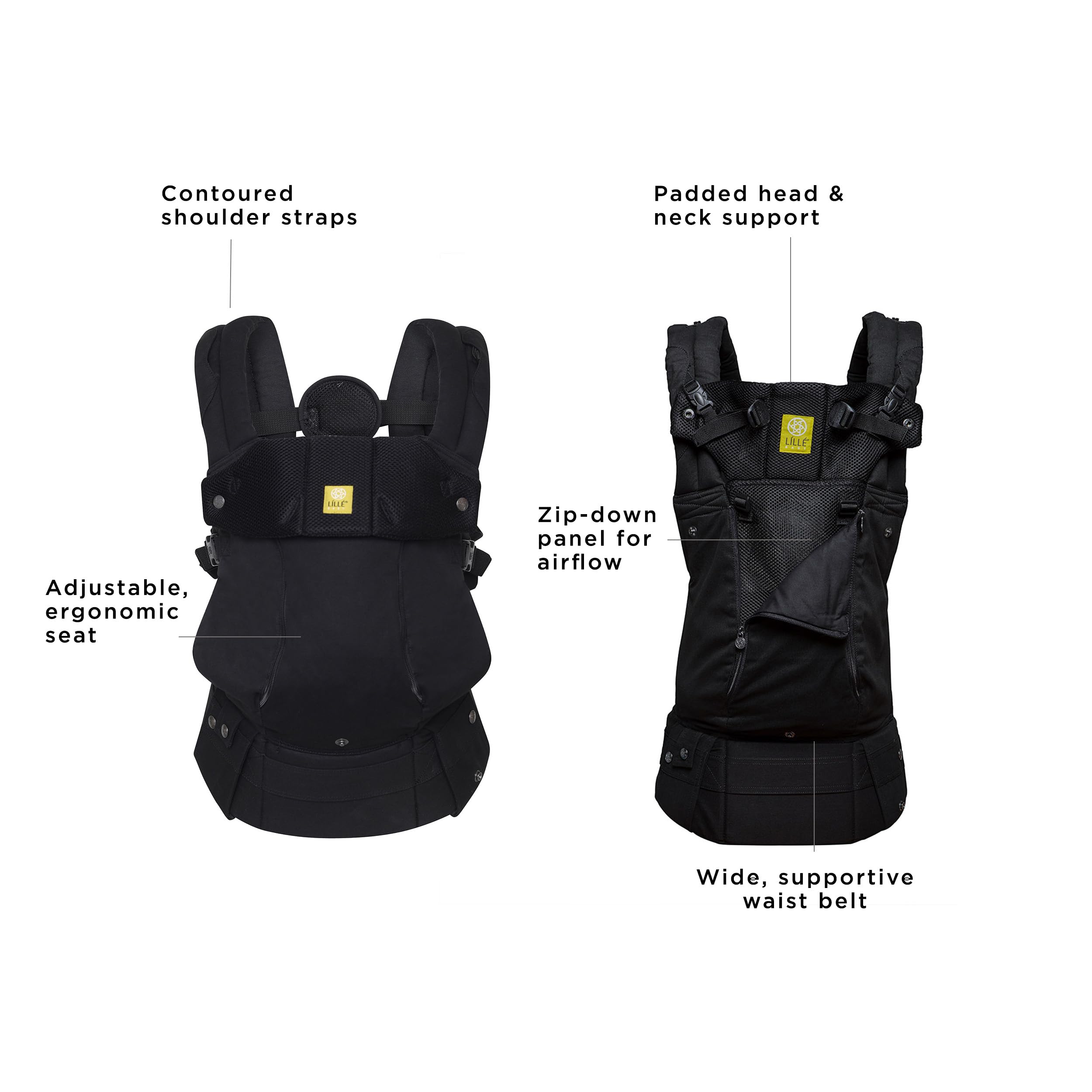LÍLLÉbaby Complete All Seasons Ergonomic 6-in-1 Baby Carrier Infant to Toddler with Lumbar Support (7-45 Pounds), 360 Degree Baby Wearing & Multi-Position, Inward & Outward Facing (Black)