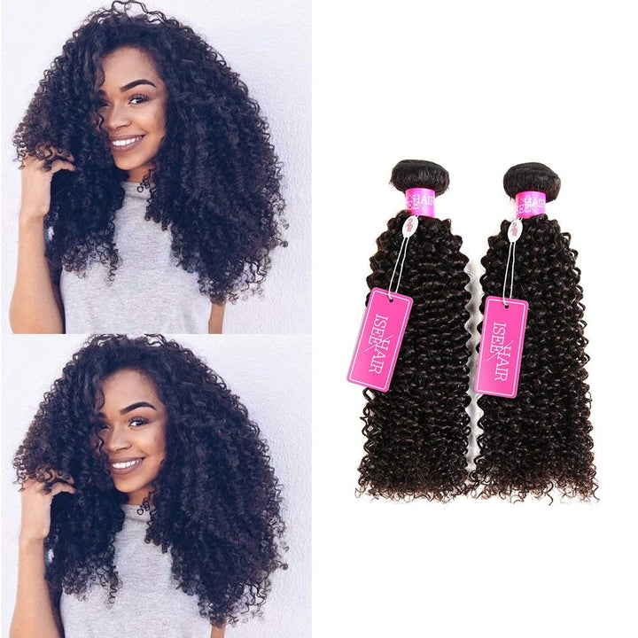 18 &18 &18 : ISEE Hair Virgin Malaysian Deep Curly Jerry Curly Human Hair 3 Bundles,100% Unprocessed Human Curly Hair Extensions Natural Black Can Be Dyed 18inches