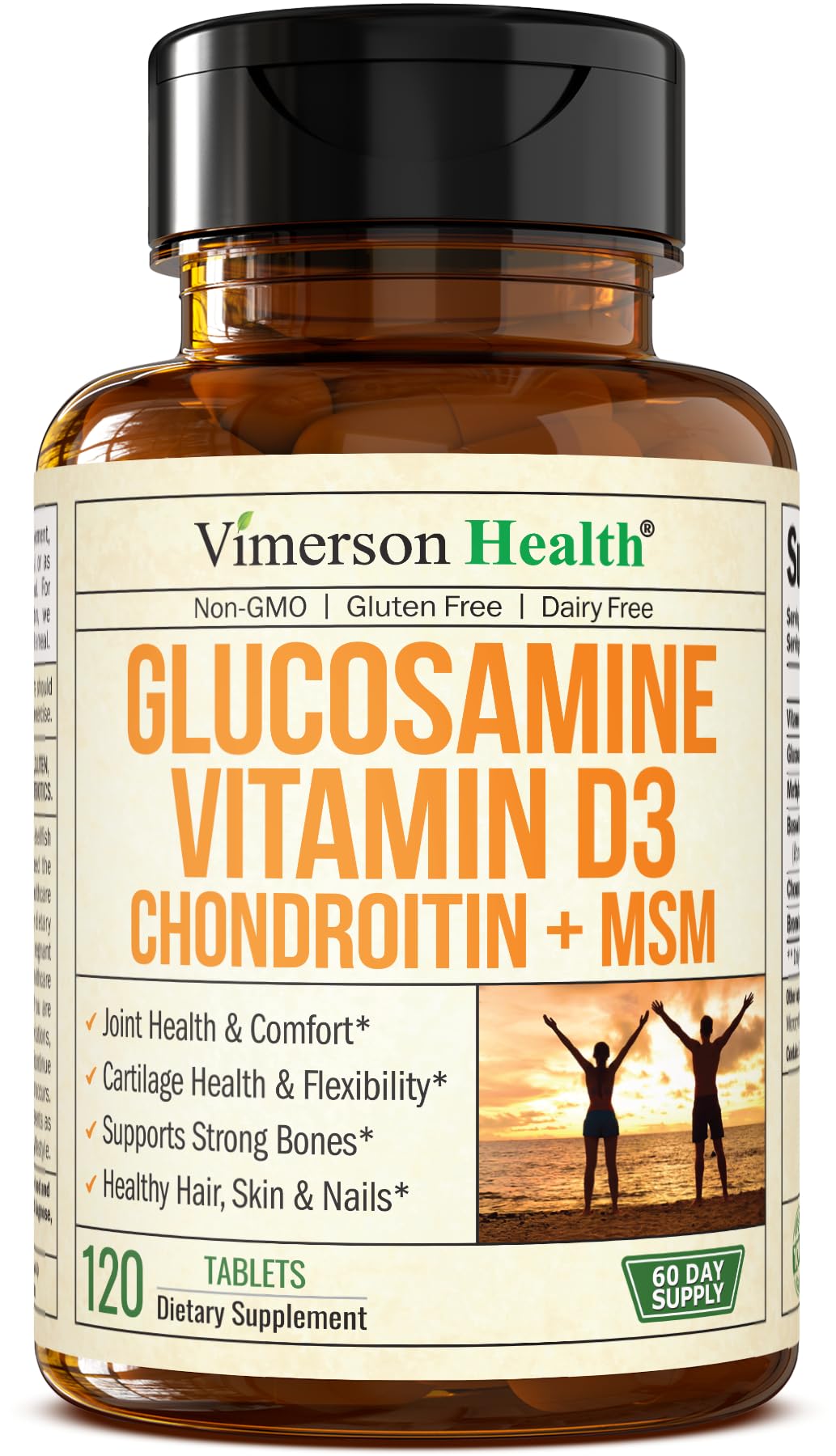 Glucosamine Chondroitin MSM with Vitamin D3, Boswellia, & Bromelain - Bone and Joint Support Supplement for Active Women & Men to Support Hair, Skin, Nails, Strong Bones, & Immune Health. 120 Tablets
