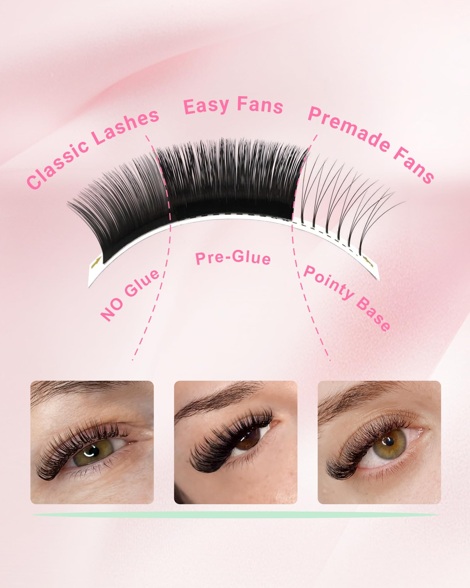 NAGARAKU Easy Fan Eyelash Extensions Volume Lash 0.07 D curl 8-15mm Mix Tray Rapid Blooming Faux Mink Cluster For Beginners Soft Professional Lash Supplies