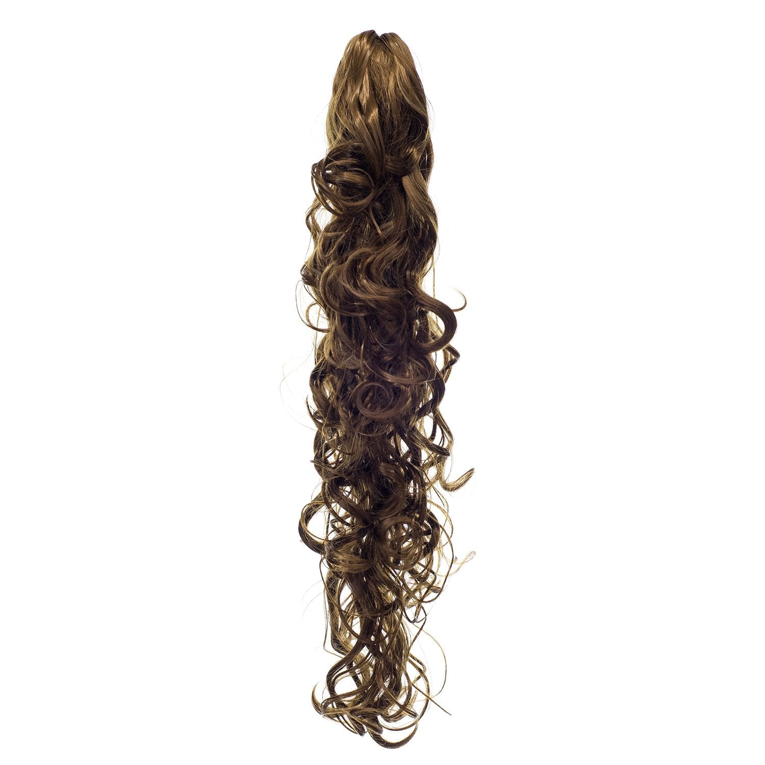12#-Light Brown: Swacc 24-Inch Long Messy Curls Claw Clip Ponytail Extensions Synthetic Clip In Drawstring Curly Ponytail Hairpiece Jaw Clip Hair Extensions (12#-Light Brown)