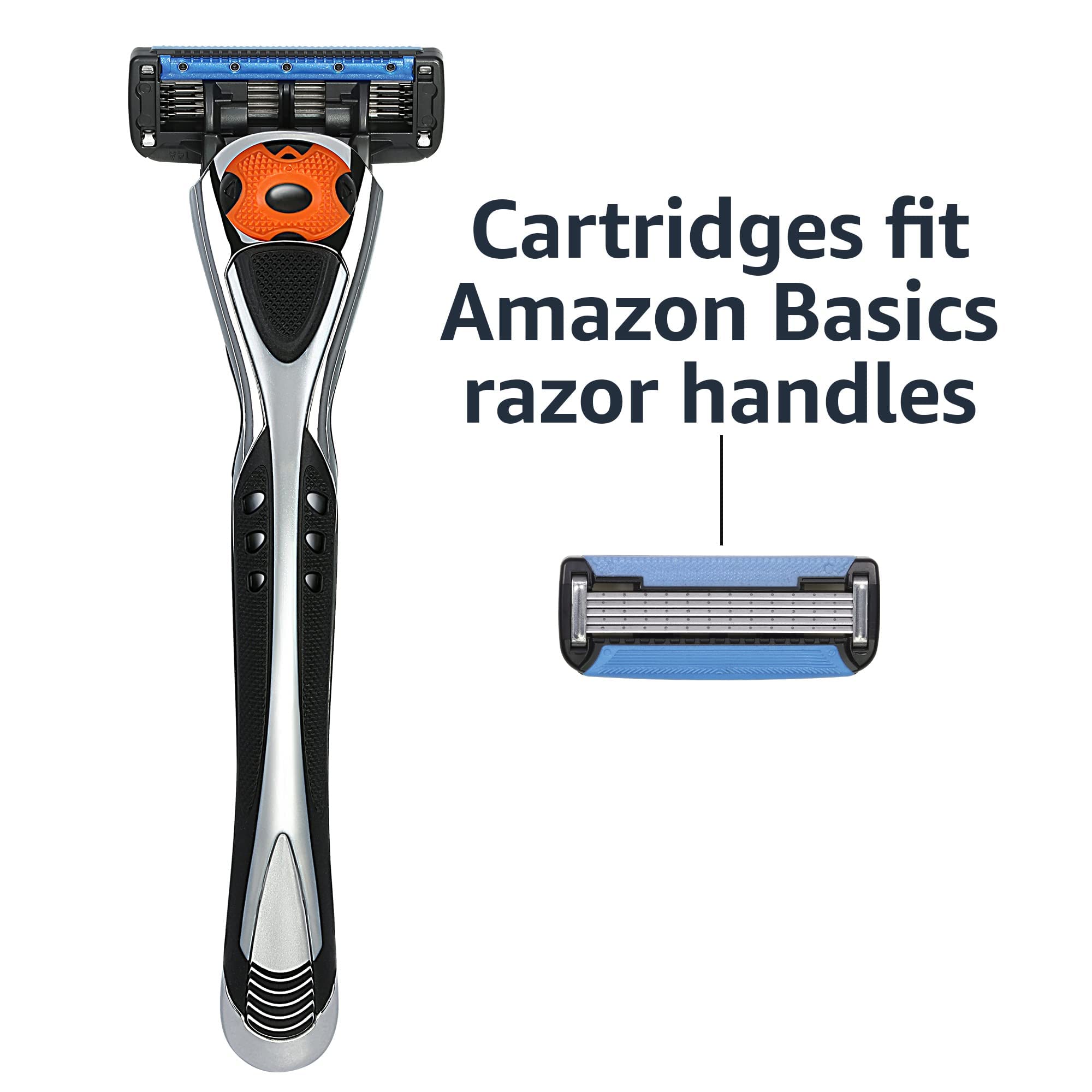 Amazon Basics 5-Blade MotionSphere Razor Refills for Men with Dual Lubrication and Precision Beard Trimmer, 8 Cartridges (Fits Amazon Basics Razor Handles only) (Previously Solimo)
