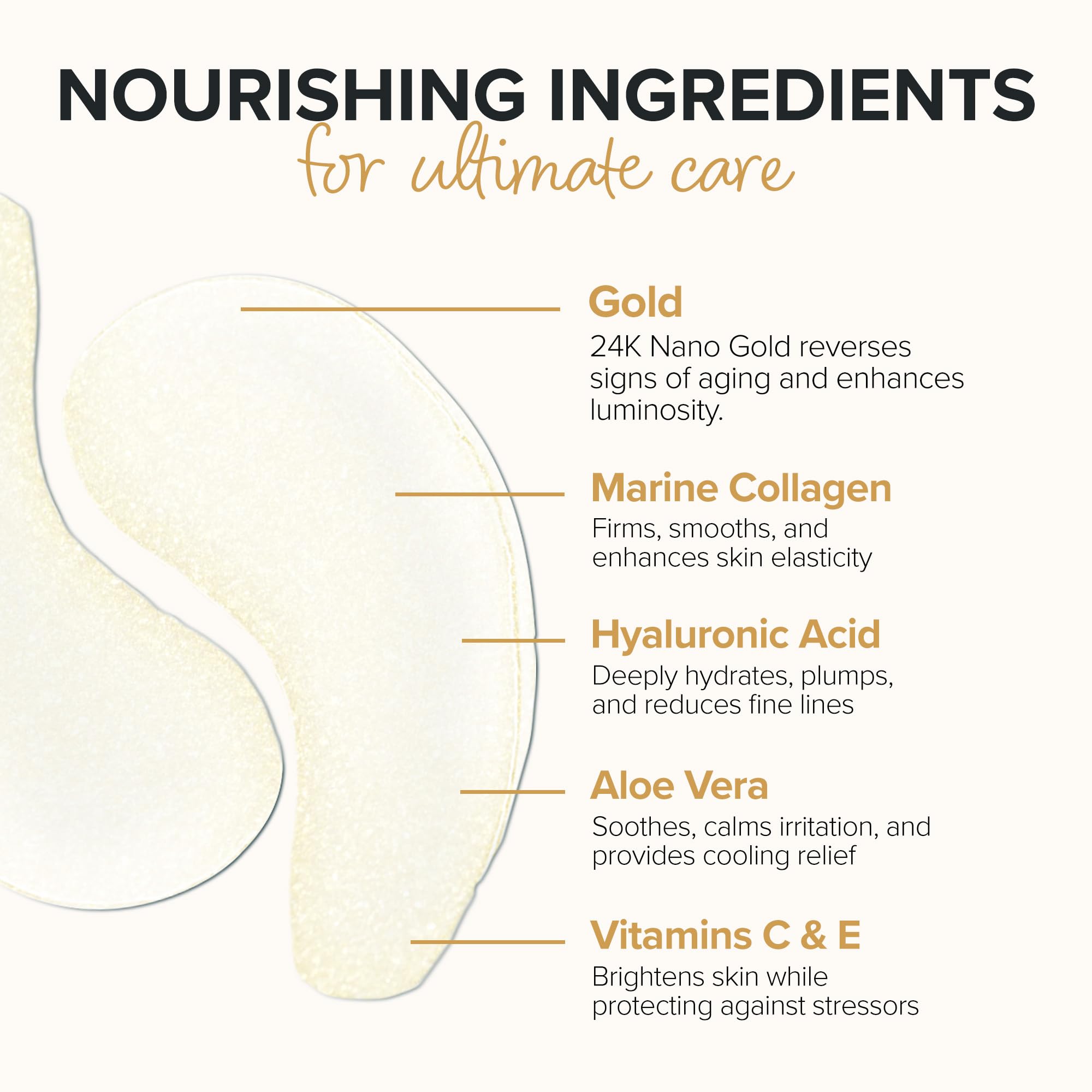 ToGoSpa Golden EYES, Dark Circle Warrior | Premium Clean Anti-Aging Gel Pads with Collagen, Hyaluronic Acid, Aloe Vera, Vitamins C & E, 1 Pack - 3 Pair