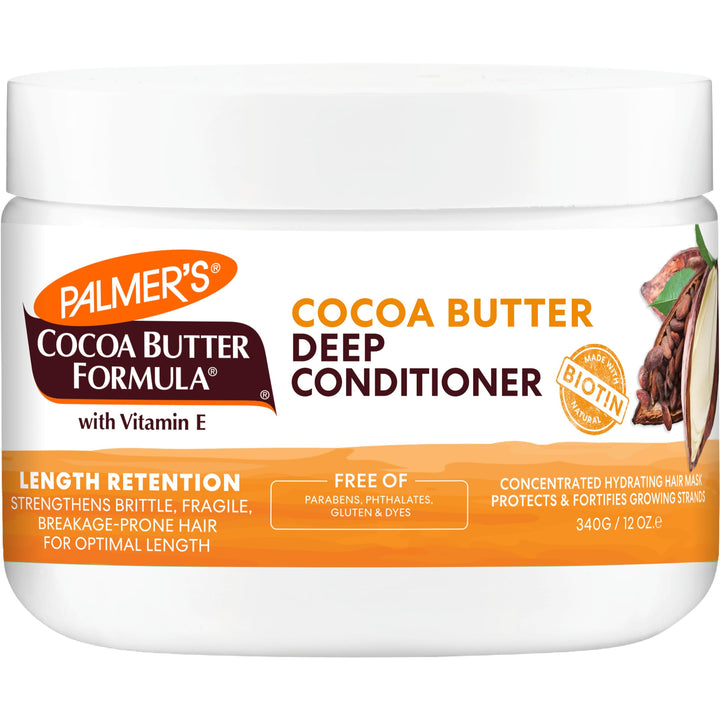Palmer's Cocoa Butter & Biotin Length Retention Deep Conditioner, Strengthen, Nourish and Restore Elasticity and Shine, Suitable for All Curly Hair Patterns 8.5 Ounce