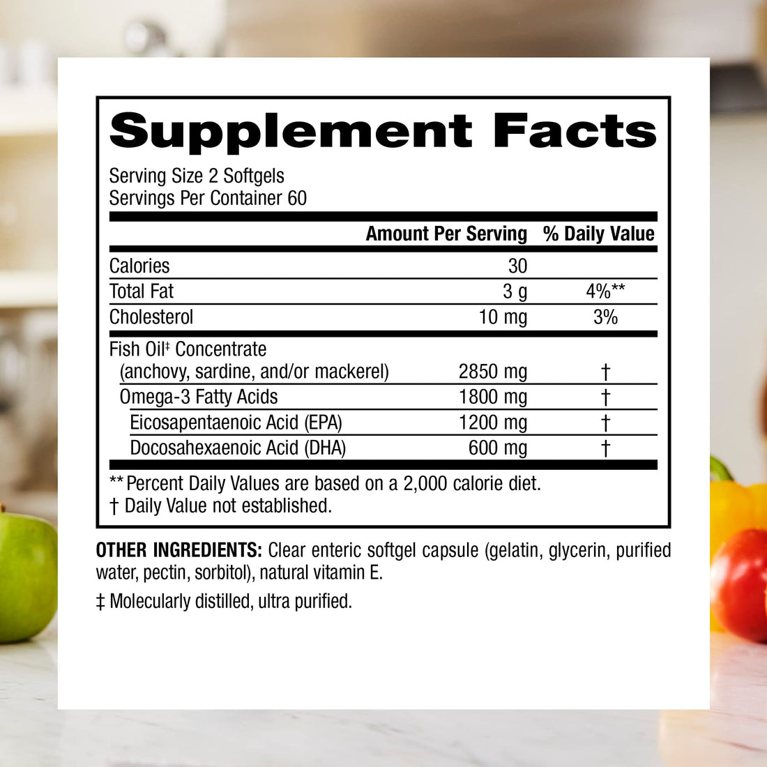 Webber Naturals Triple Strength Omega-3 Fish Oil, 1,800 mg Omega-3 (1,200 mg EPA / 600 mg DHA) per Serving, 120 Clear Enteric Softgels, No Fishy Aftertaste, for Heart, and Brain Health