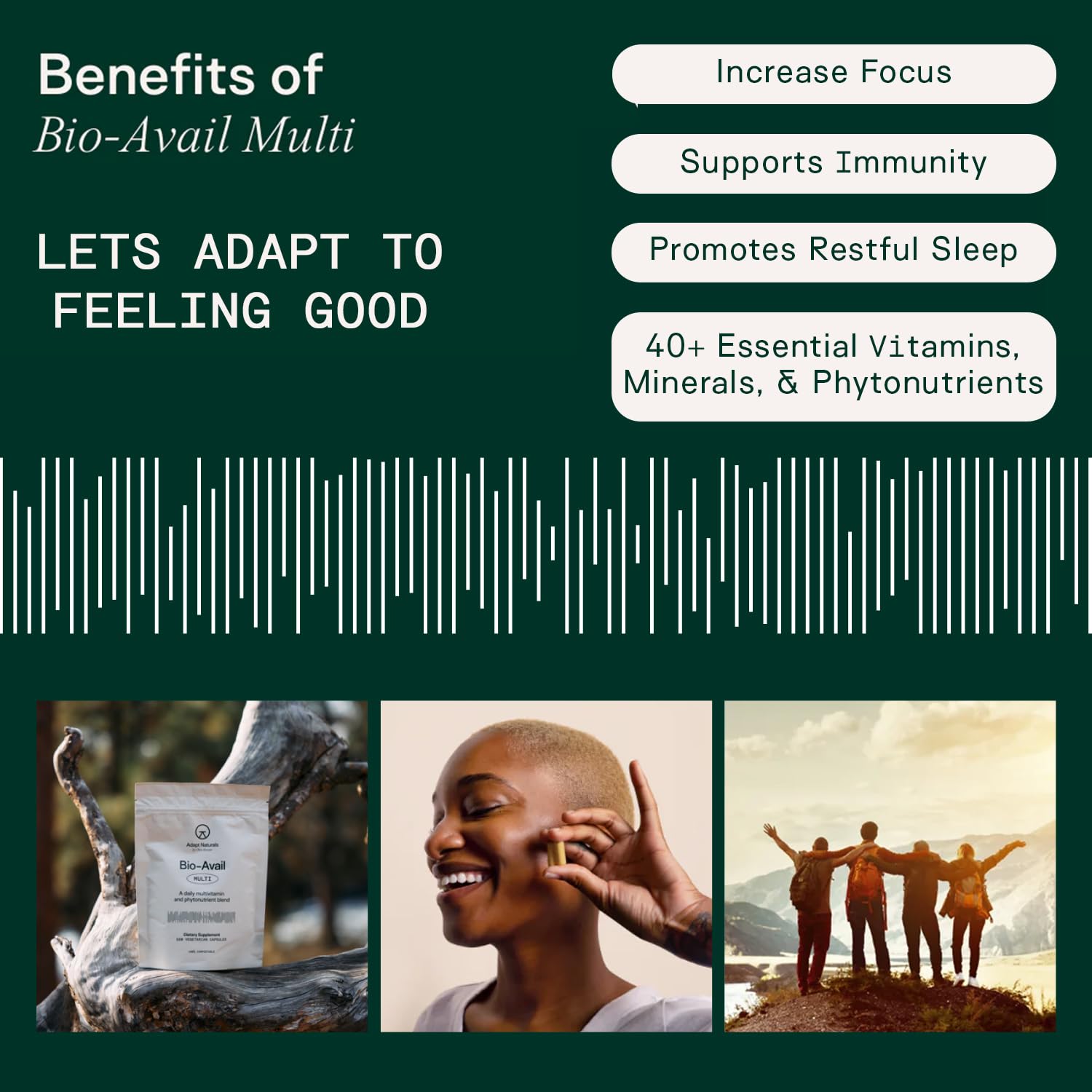 Adapt Naturals Multivitamin for Women & Men, Bioavailable Easy-to-Absorb Multivitamin Daily Supplement with Biotin, Niacin, Vitamin A, B, C, D, E, K1, Zinc, Magnesium | Immune Support - 30 Days Supply