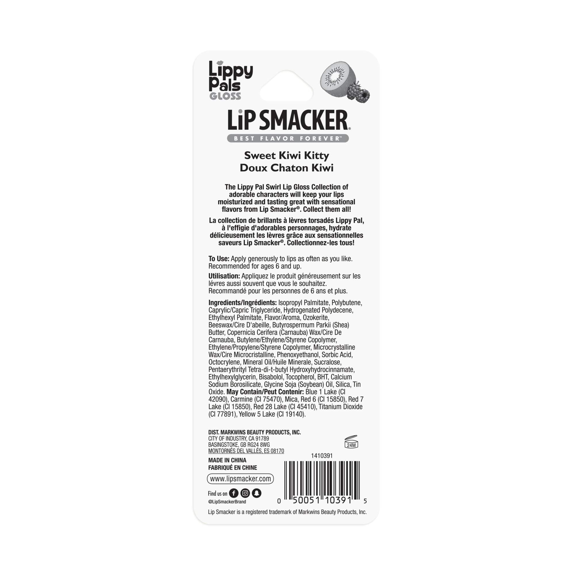 Lip Smacker Lippy pal swirl lip gloss, Kitten - Sweet Kiwi Kitten, 0.14 Ounce