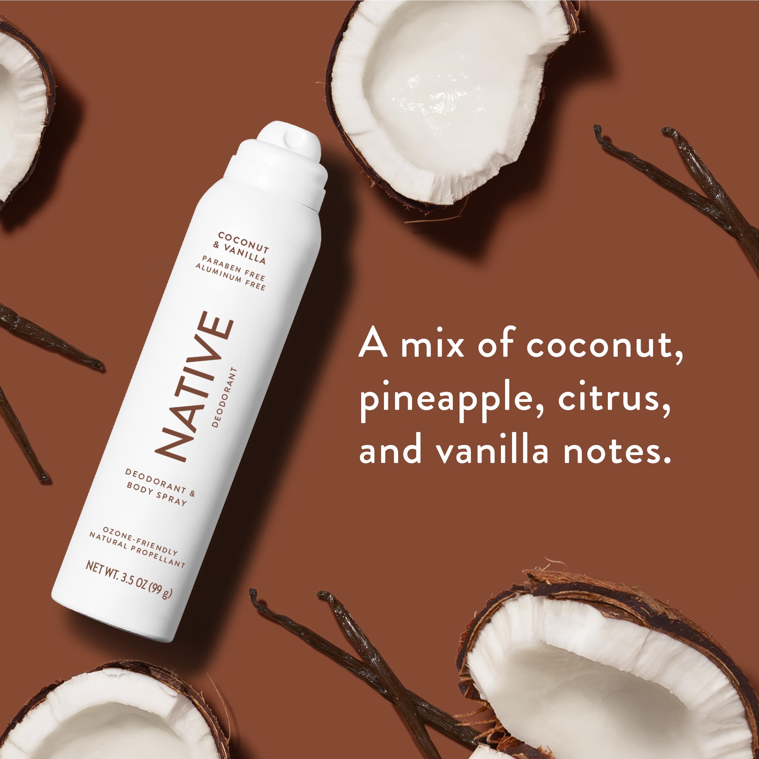 Native Deodorant & Body Spray Contains Naturally Derived Ingredients | Deodorant for Women and Men, All Day Odor Protection, Aluminum and Hydrocarbon Propellant Free | Coconut & Vanilla