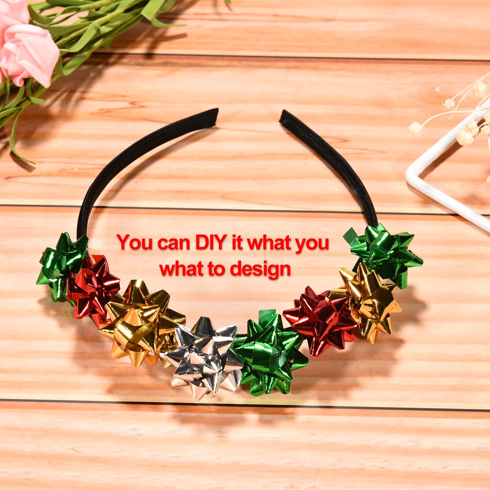 Blulu 50 Pieces Satin Headbands Black Satin Covered Hairbands Ribbon Hair Accessories for Girl Women DIY Craft, 1 cm Wide