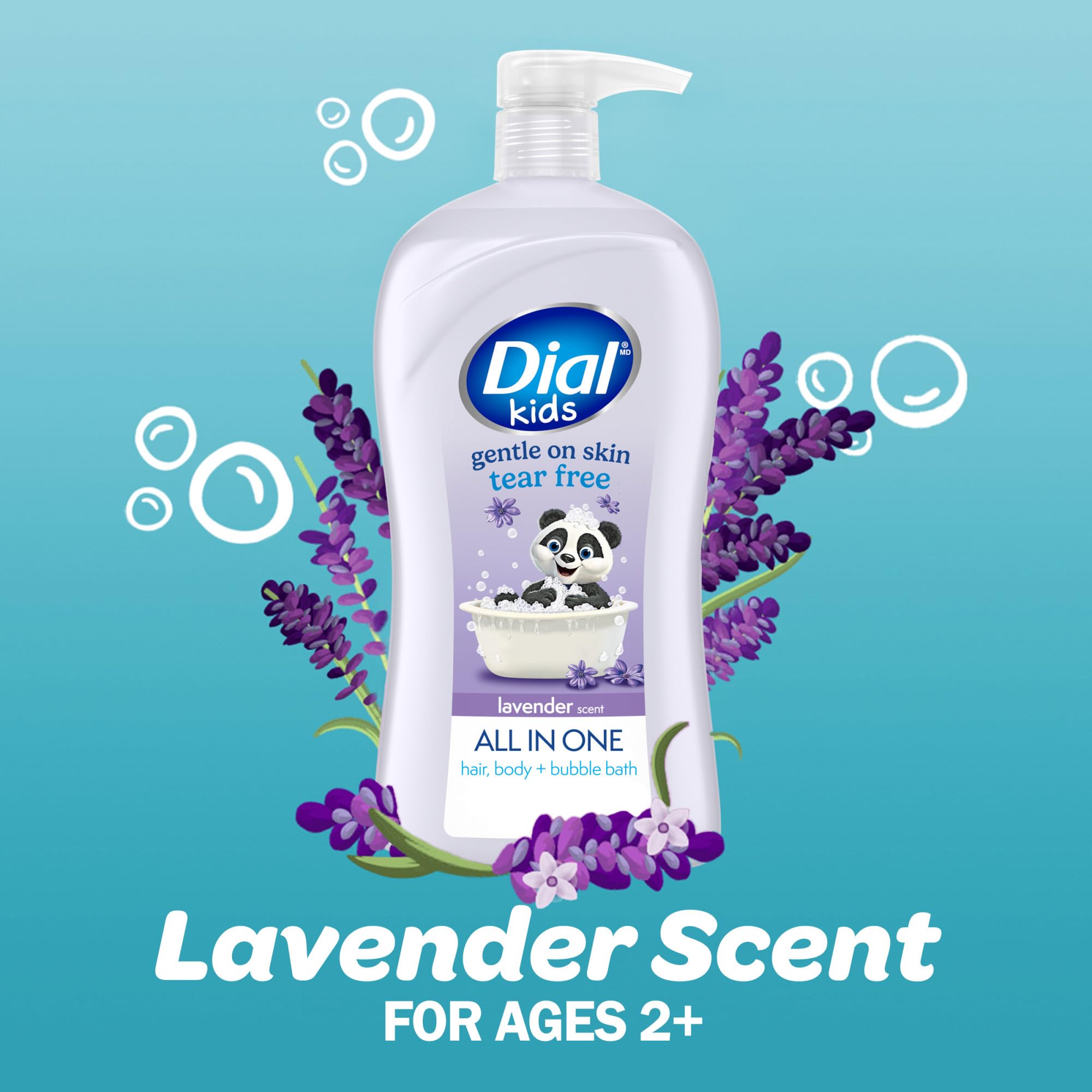 Dial Kids 3-in-1 Body+Hair+Bubble Bath, Lavender Scent, 32 fl oz