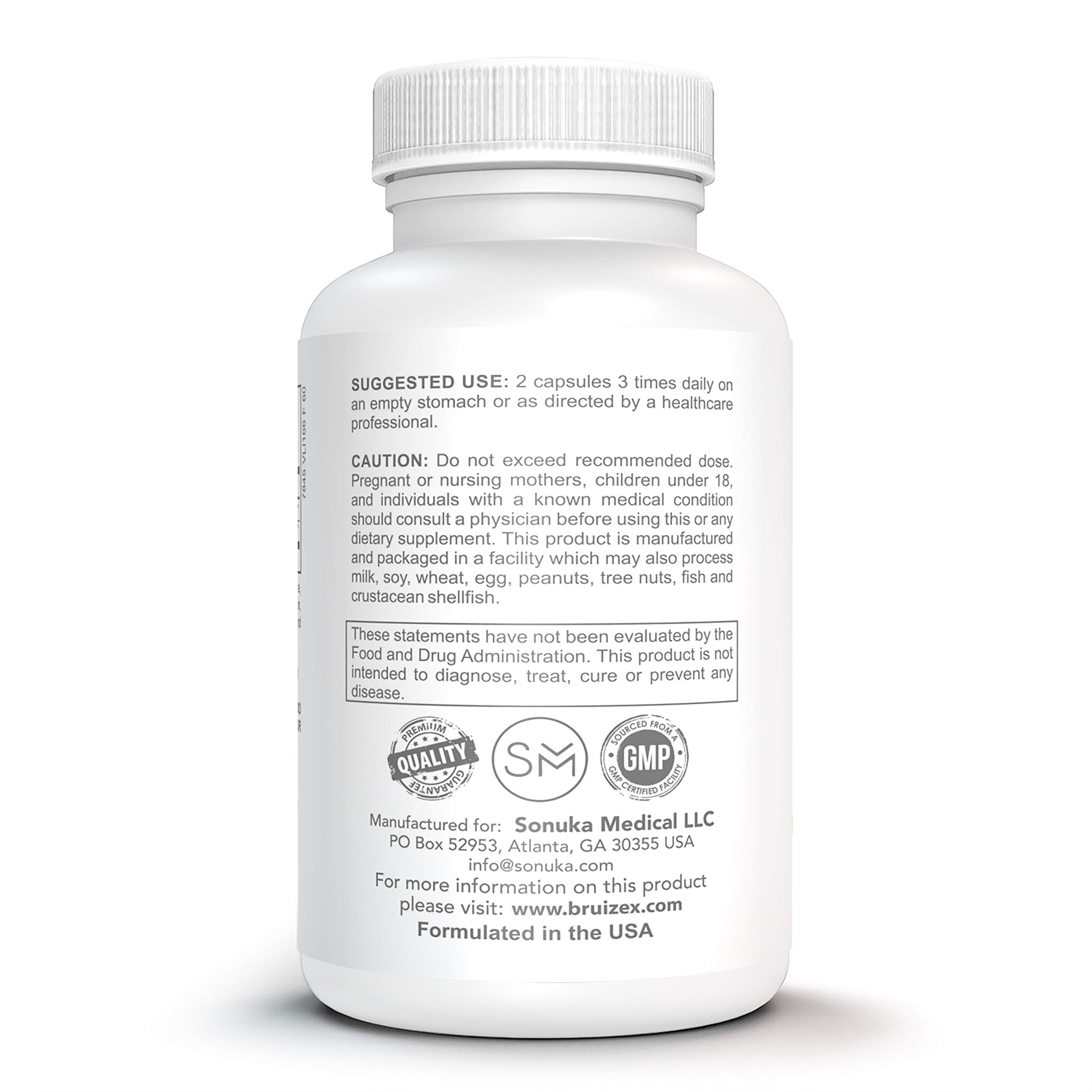 Bruizex Proteolytic Enzymes| Trypsin & Chymotrypsin Recovery Supplement for Tissue Trauma, Bruising, Swelling | Immune System Support | 60 Caps
