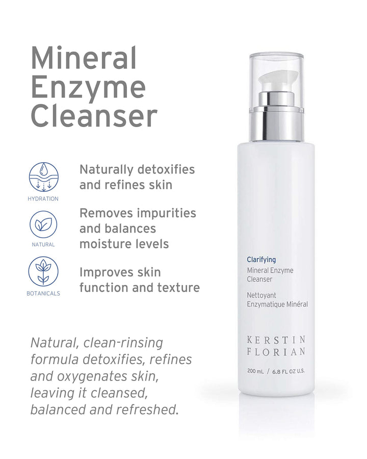 Kerstin Florian Clarifying Mineral Enzyme Cleanser, Gentle Face Wash Detoxifies and Balances with Organic Kelp and Fruit Enzymes for All Skin Types (6.8 fl oz)
