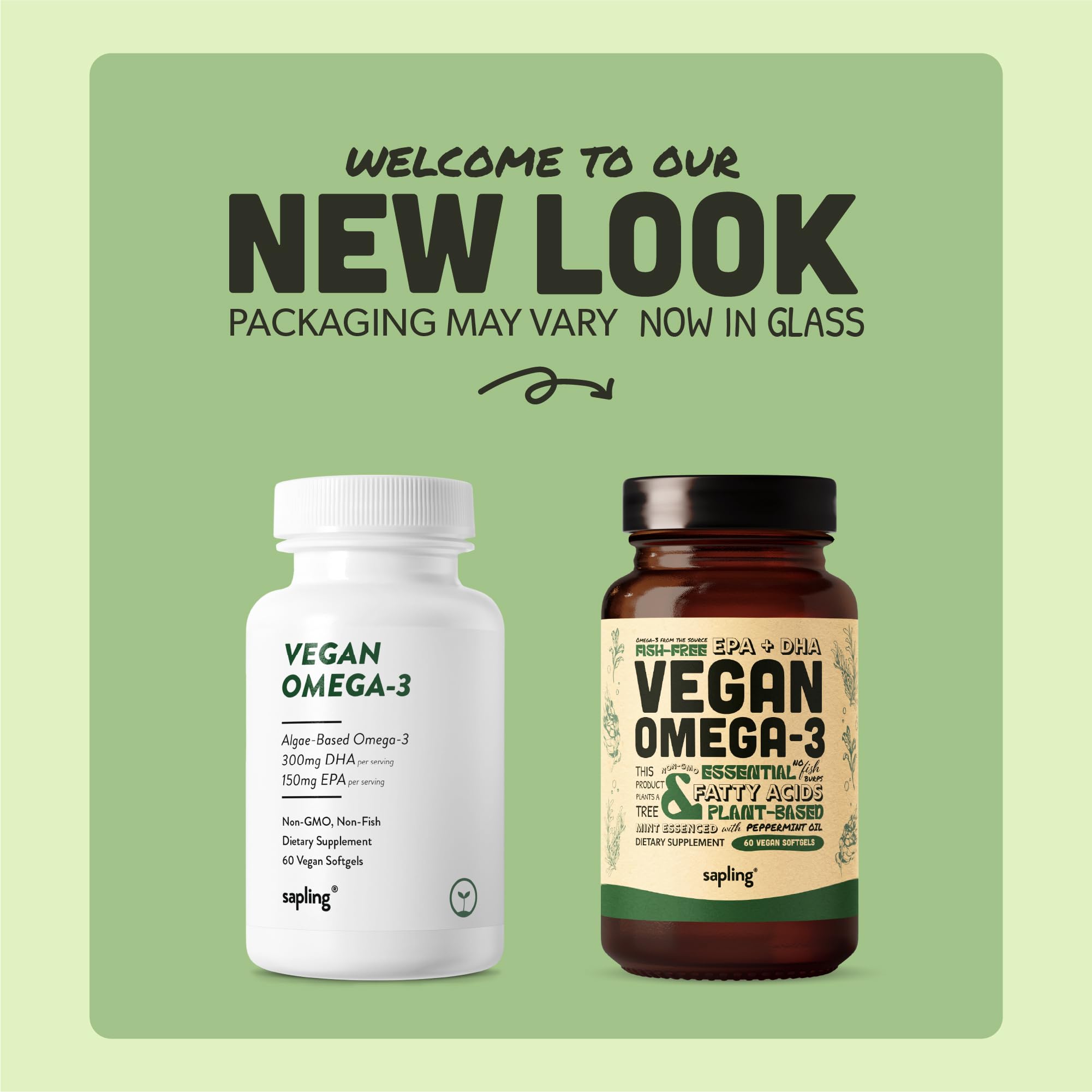 Vegan Omega 3 Supplement - Plant Based DHA & EPA Fatty Acids - Carrageenan Free, Alternative to Fish Oil, Supports Heart, Brain, Joint Health - Sustainably Sourced Algae - 60 Softgels