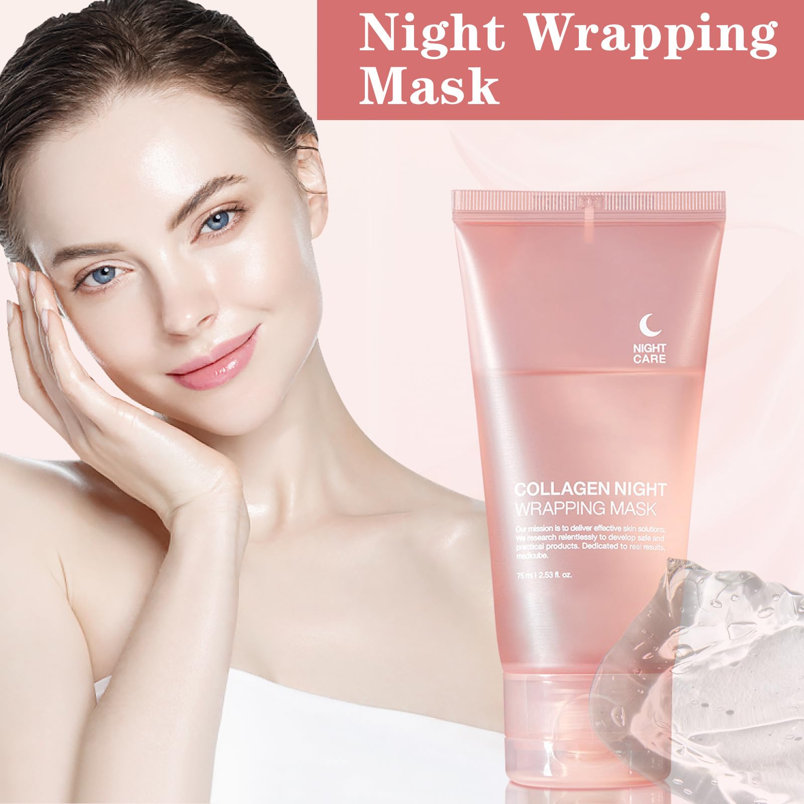 Collagen Night Wrapping Mask,Hydrates and Tightens Skin Reduces Sagging Bio Collagen Sleeping Mask. (1 Pcs)