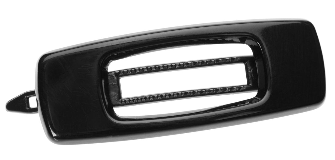France Luxe Mini Cutout Rectangle on Plastic Tige Boule Barrette - Black