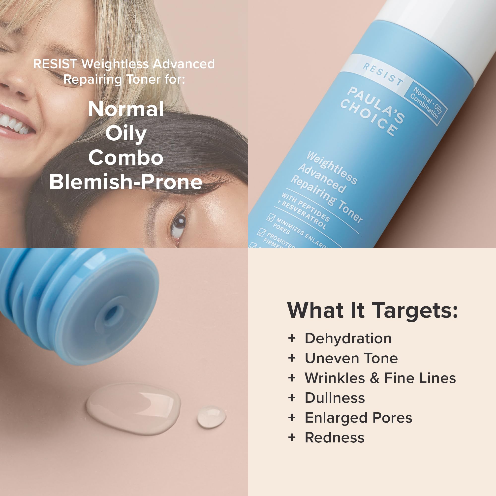 Paula's Choice Resist Weightless Advanced Repairing Face Toner, Facial Toner with Niacinamide & Hyaluronic Acid, Improves Skin & Boosts Hydration, Normal, Combination, Oily Skin, Fragrance Free, 4oz