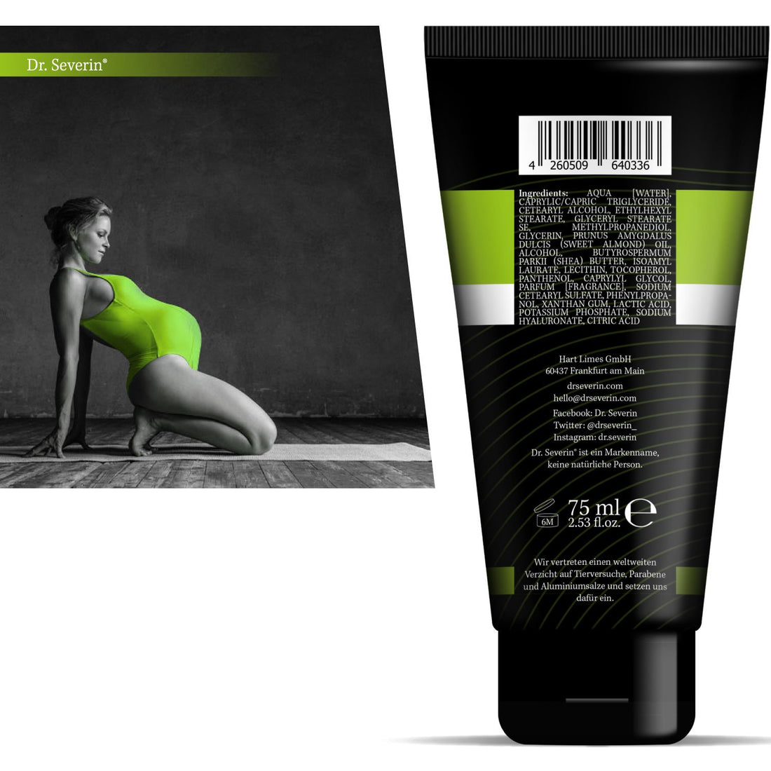 Anti-Stretch Solution: Dr. med. Severin® Stretch mark Cream powered by dual. Prevent + remove stretch marks during muscle building + pregnancy, effective ointment against stretch marks, innovative.