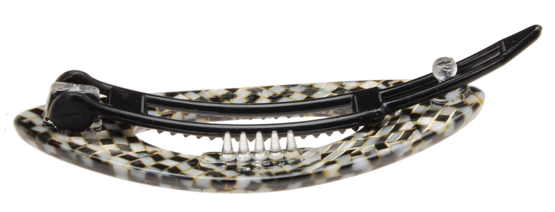 Opera Silver : France Luxe Mini Cutout Oval on Plastic Tige Boule Barrette - Opera Silver