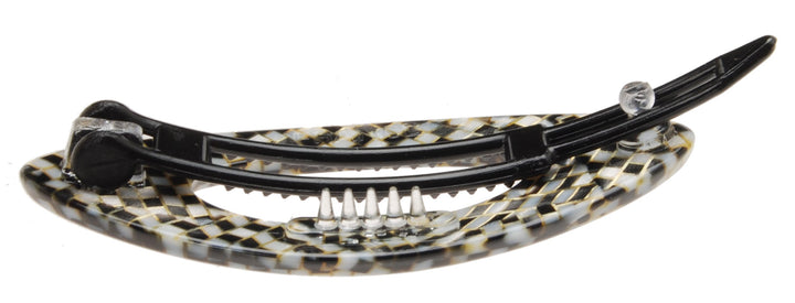 Opera Silver : France Luxe Mini Cutout Oval on Plastic Tige Boule Barrette - Opera Silver