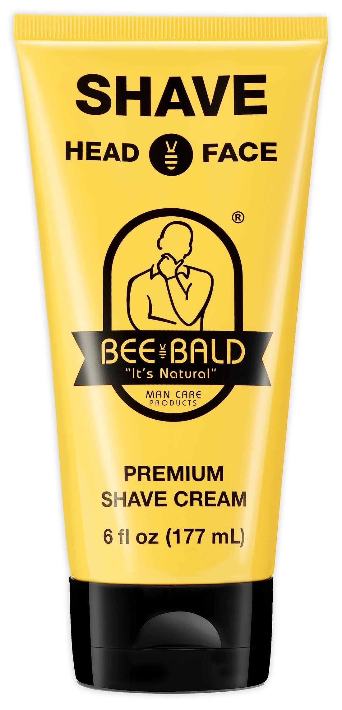 Bee Bald SHAVE Premium Shave Cream Goes On Light & Slick For A Shave That's Incredibly Smooth & Quick For Both Face And Head, 6 Fl Oz