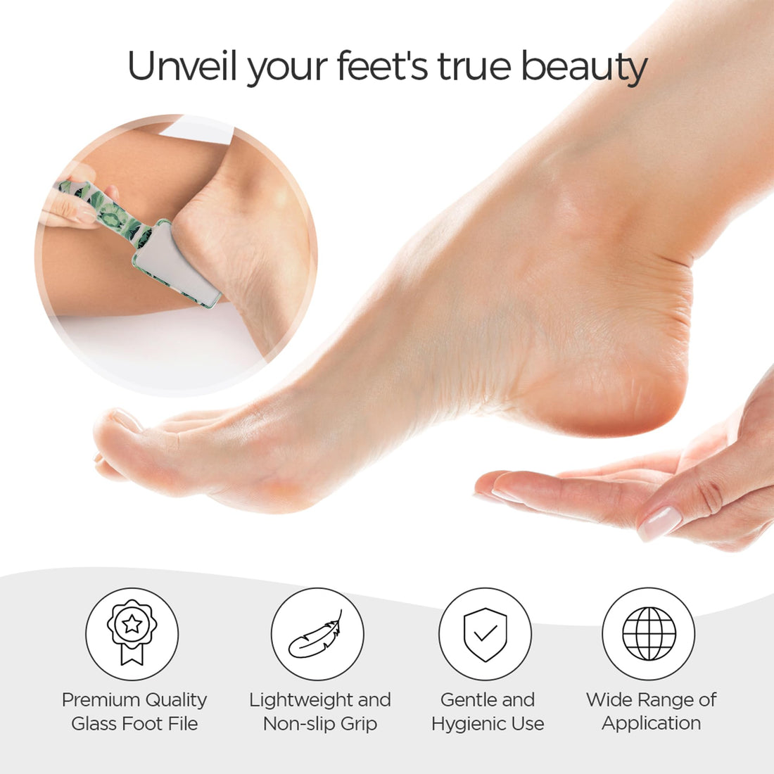 Pop Sonic Nano Glass Foot File (1 Unit) | Foot Callous Removal for Smooth, Soft Feet | Foot Scraper for Dead Skin Remover | Perfect Pedicure Tools at Home or Salon Use (Tropical Palm)