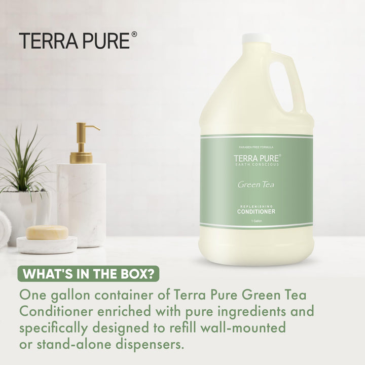 Terra Pure Green Tea Hotel Conditioner | 1 Gallon | for Hospitality & Vacation Rentals to Refill Dispensers | (Single Gallon)