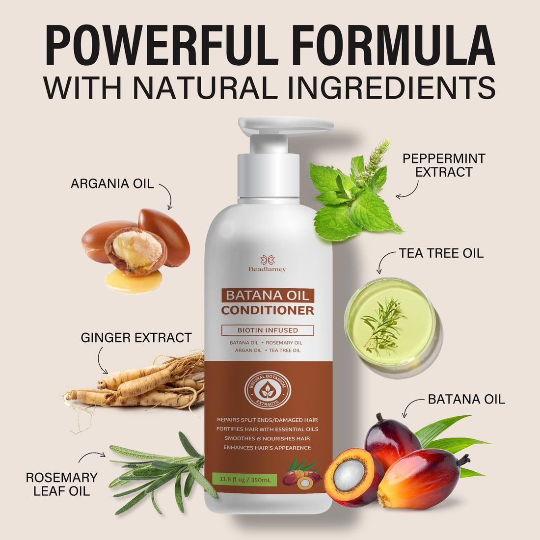 Batana Oil Hair Growth Conditioner: Natural Hair Thickening Moisturizing Product for Thinning Hair for Women and Men - Daily Hair Care at Home - 11.8 fl.oz