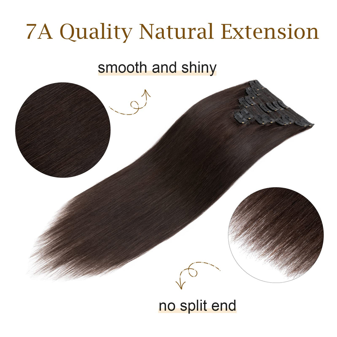 10 / 10 inch Double Weft 100% Remy Human Hair Clip in Extensions Grade 7A Quality Full Head Thick Thickened Short Soft Silky Straight 8pcs 18clips for Women Beauty 110g #2 Dark Brown