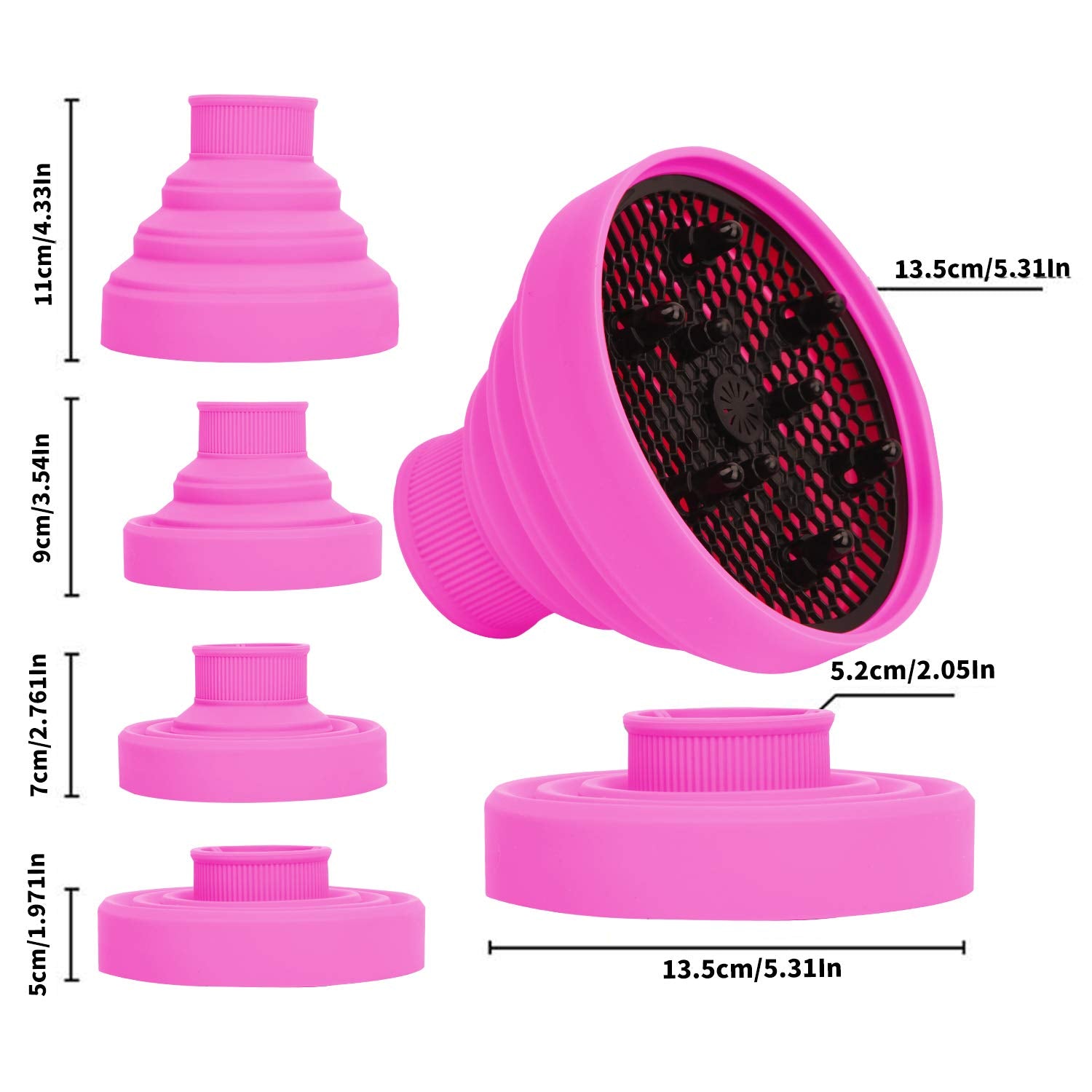 Universal Collapsible Hair Dryer Diffuser Attachment- Salon Grade tool,Lightweight Foldable Portable Travel Folding Design Fit Most of blow Dryers-PinkPink