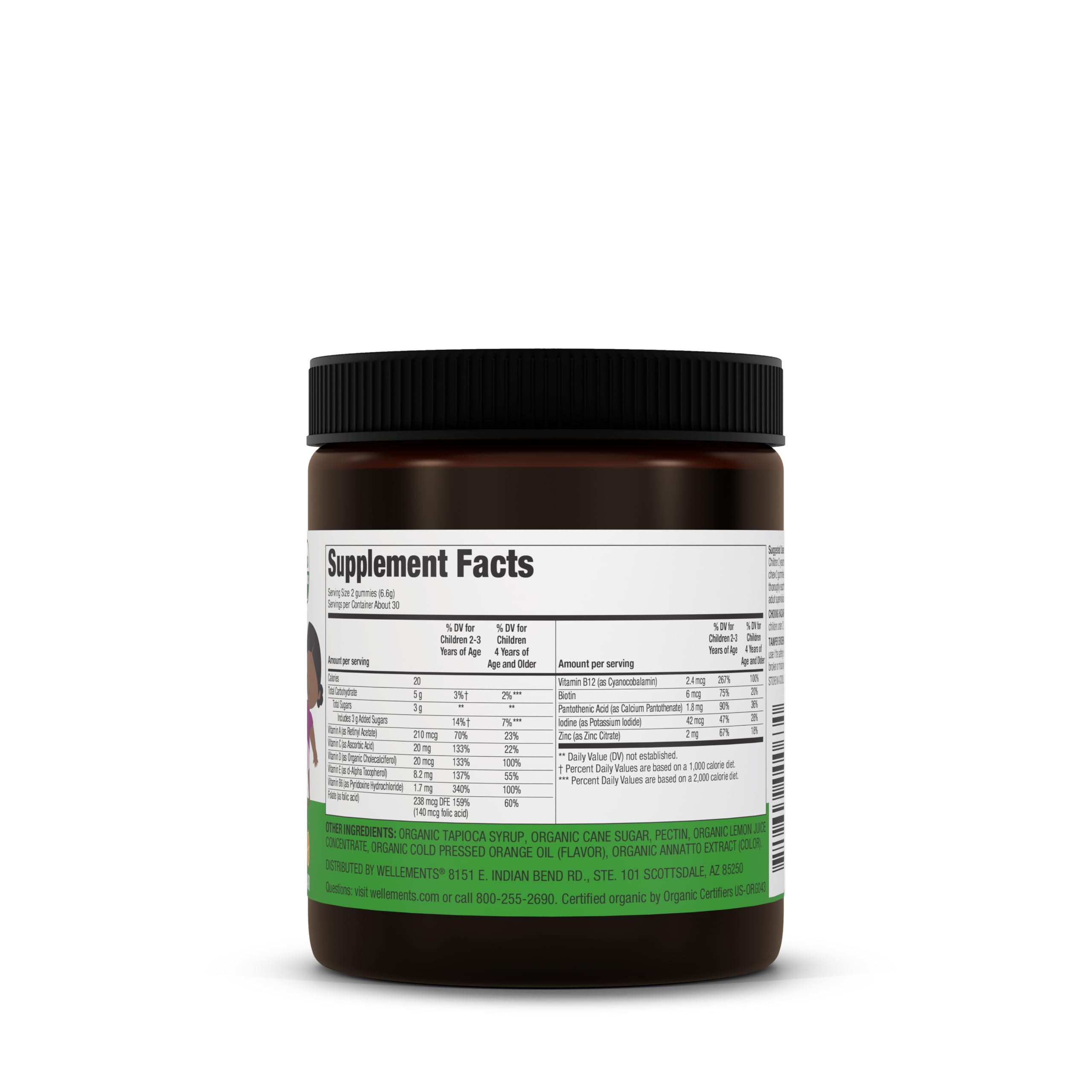 Wellements Organic Children's Multivitamin Gummies | Essential Kids Vitamins for Healthy Growth & Development* | Vitamin A, B, C, D, E + Zinc, No Artificial Colors | 3 Years +, 60 Ct