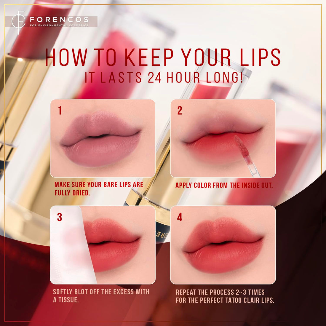 FORENCOS Long Lasting Waterproof Lip Stain Liquid Lipstick, Velvet Matte, Longwear, High Pigmentation, Tattoo Lips, Weightless, Smudge-proof, Non-Sticky, Korean Lip Tint Stain Makeup (37 Black Cherry)