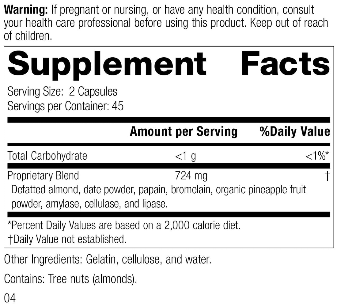 Standard Process Inc. Zymex II - Whole Food Digestion and Digestive Health with Digestion Enzymes, Cellulase, Papain, Amylase, Lipase, Almond and Bromelain - Gluten Free - 90 Capsules