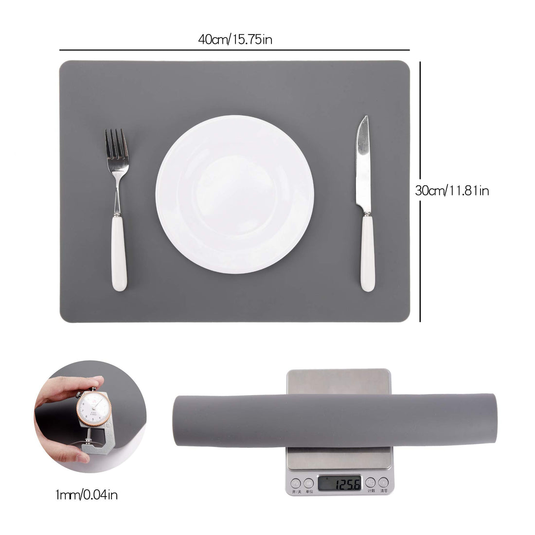 Whalesee Silicone Placemats Set of 4-Food Grade Waterproof, Stain-Proof, Anti-Slip, Heat-Resistant Thickening, Countertop Protector, Kitchen Countermat, Washable Children's Placemat (Green)