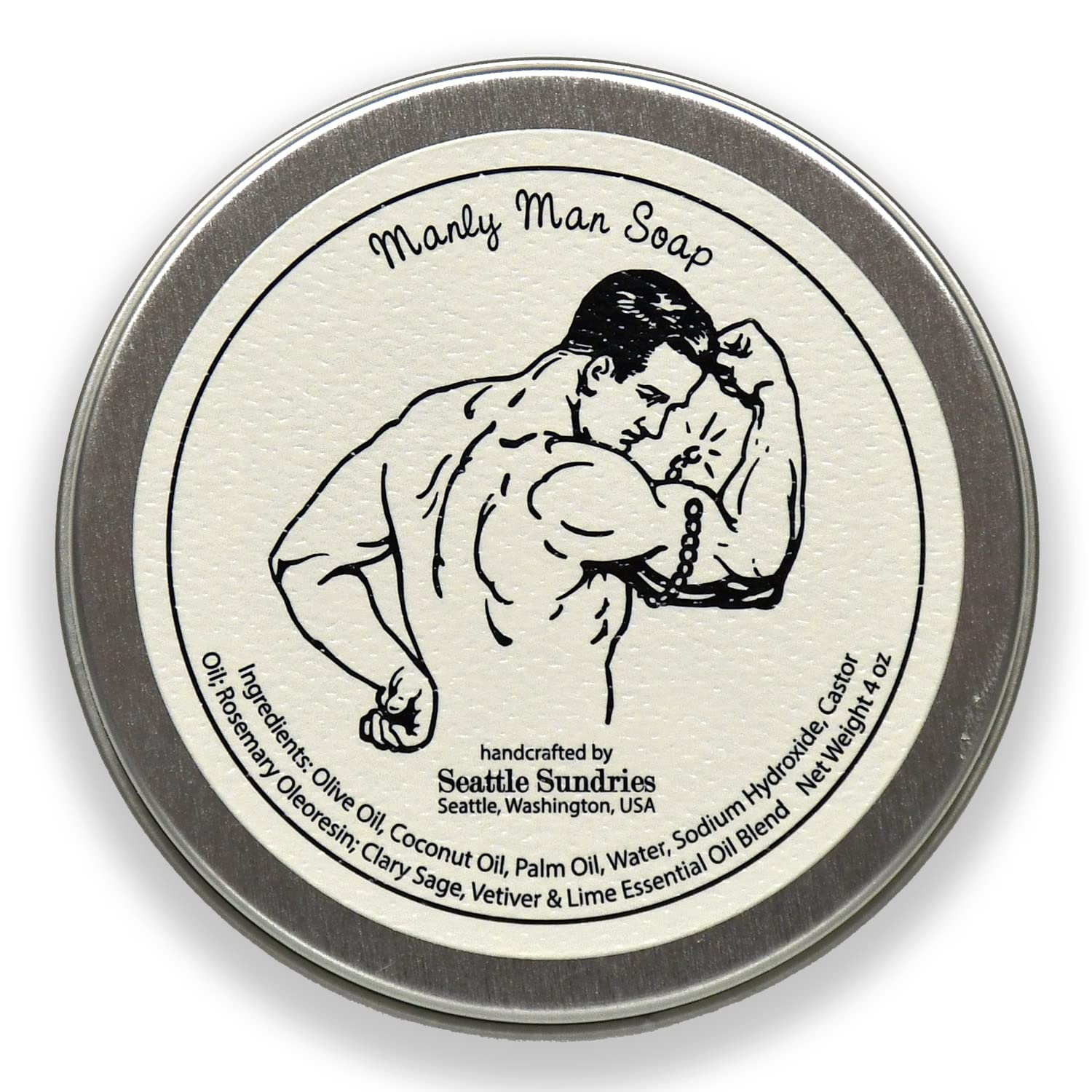 Manly Man Soap-100% Natural & Hand Made, in Reusable Travel Gift Tin