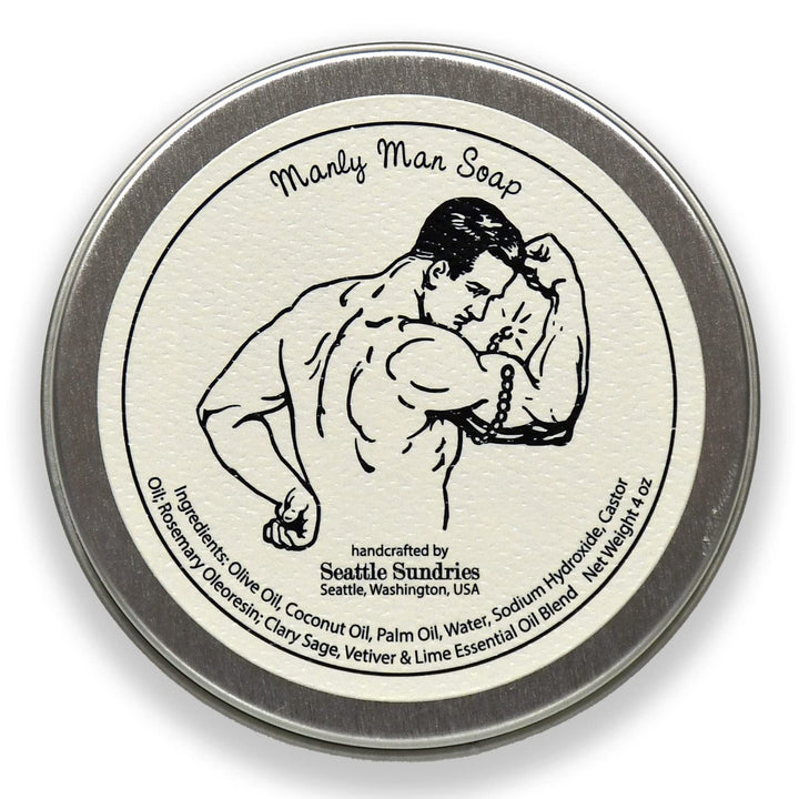 Manly Man Soap-100% Natural & Hand Made, in Reusable Travel Gift Tin