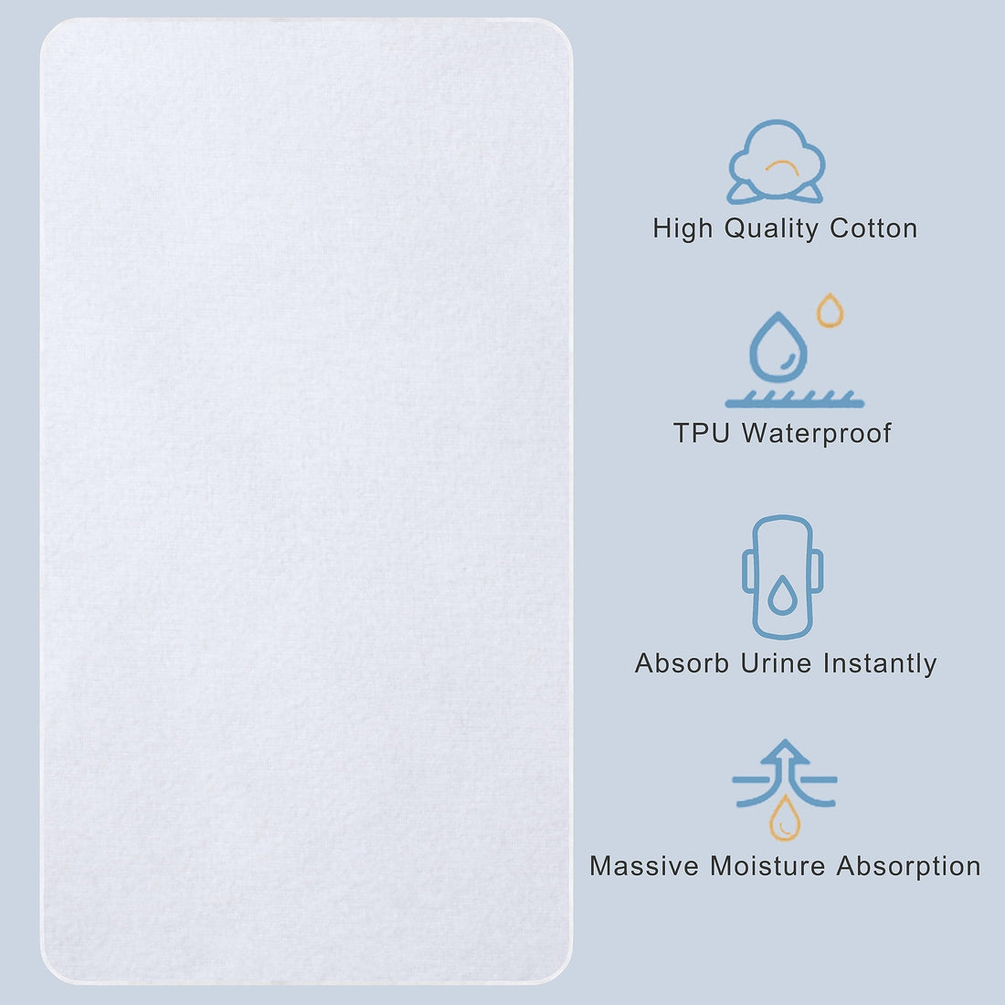 Flannel Crib Protector Pad, Water Resistant Utility Cotton Mattress Protector Pad, Solid White Waterproof Diaper Pad, One Size (34x54(2pack))