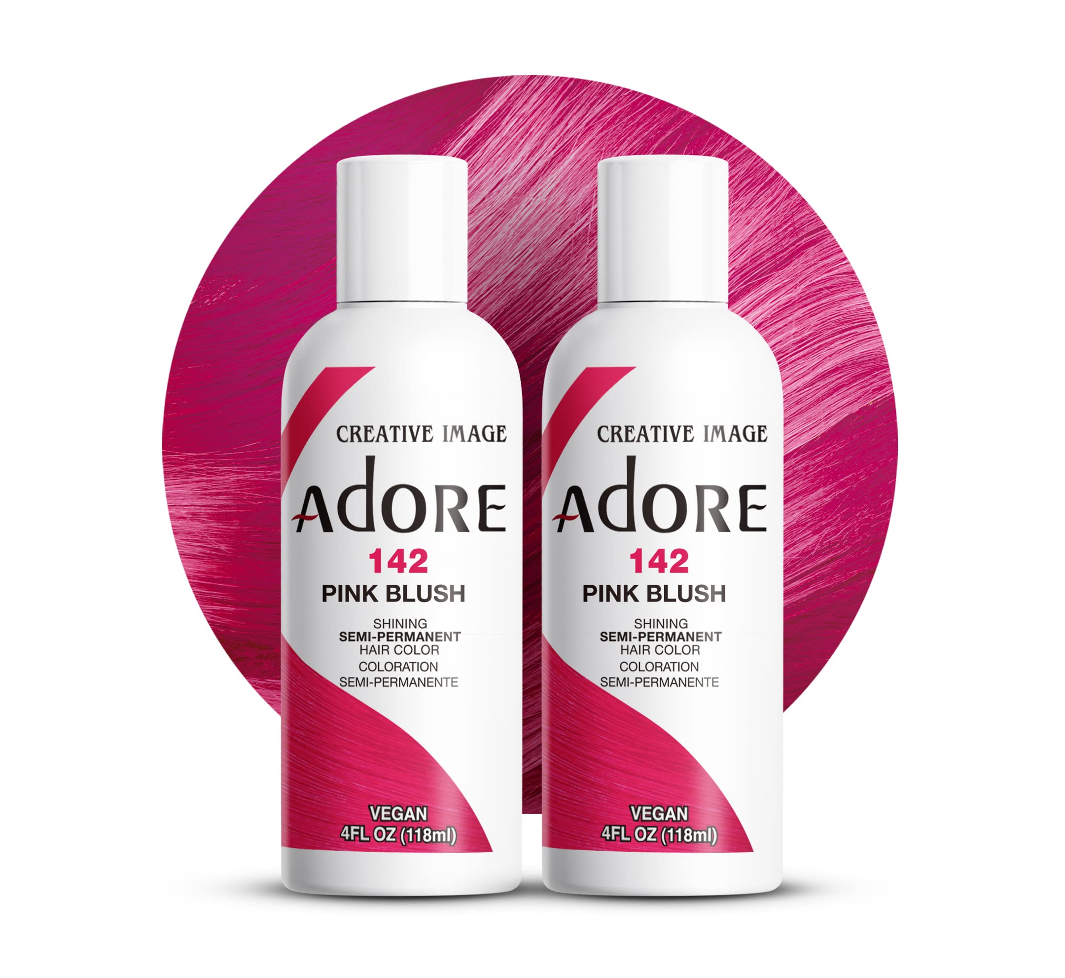 Adore Semi-Permanent Haircolor #142 Pink Blush 4 Ounce (118ml) (2 Pack)